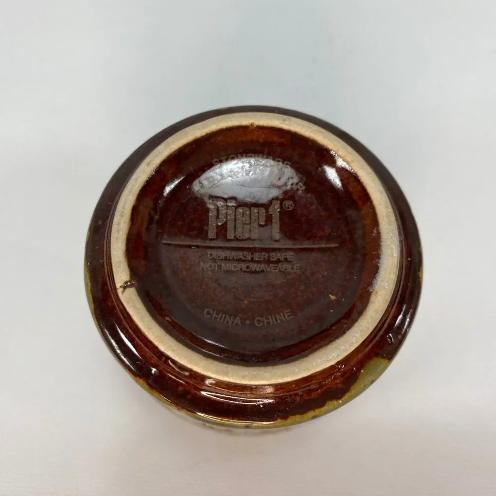 Lot of 3 Small Pottery Vases, 2 Blue VTG '73 , 1 Brown Pier One, Textured 2